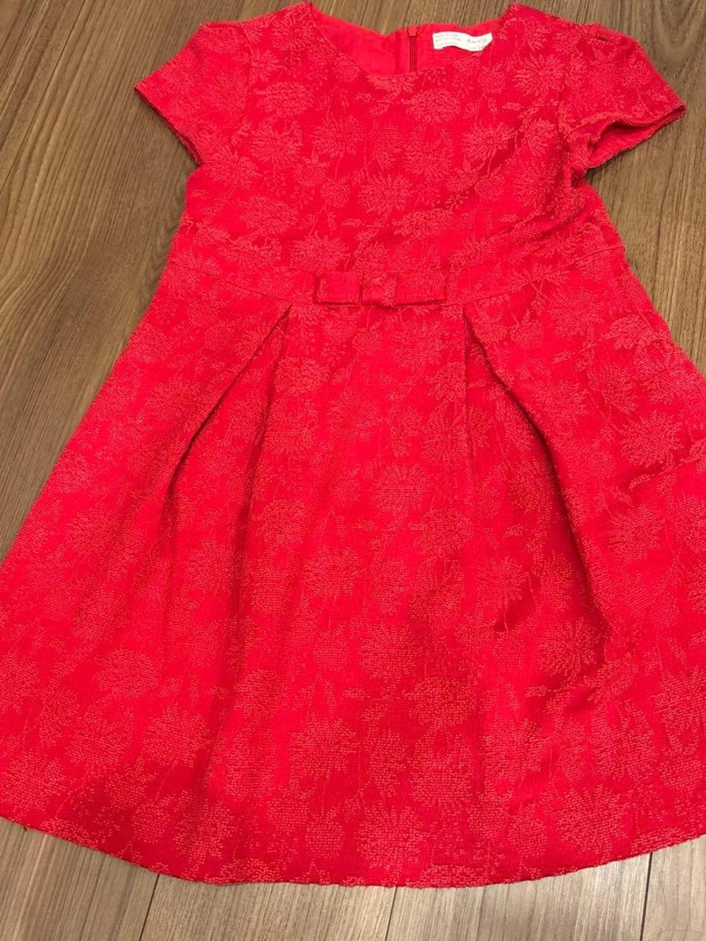 Zara Red Floral Jacquard Dress with Waist plated